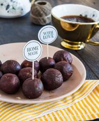 lentil candies with chocolate truffle, healthy dessert