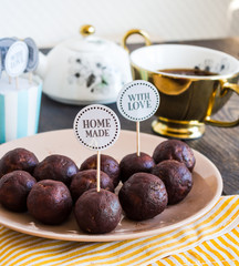 lentil candies with chocolate truffle, healthy dessert