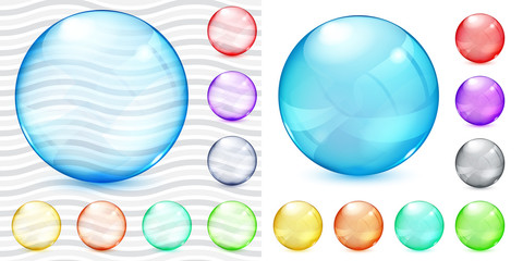 Multicolored transparent and opaque glass spheres
