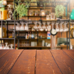 Empty table and blurred kitchen background, product display