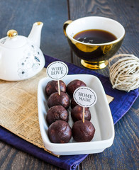 lentil candy with figs, chocolate truffle, healthy dessert