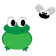 Cartoon Frosch und Fliege