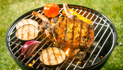 Summer barbecue with pork cutlets