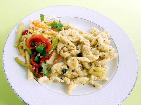 noodles and vegetables as vegetarian dinner dish