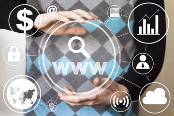 Business button www search web virtual