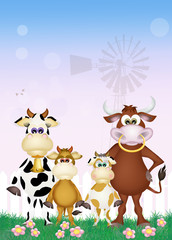 Obraz na płótnie Canvas family cows