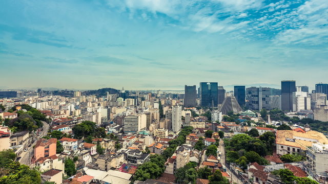 Rio de Janeiro panning panorama time lapse shoot, Brazil. View of the city and Downtown.