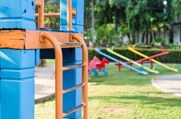 Fototapeta na wymiar colorful equipment in playground