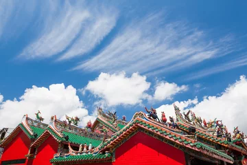 Wall murals Temple chinese temple roofs and dramatic clouds