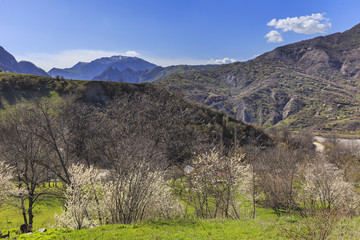 Fototapeta na wymiar Spring in the mountains near the village of Lahij Azerbaijan