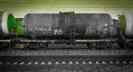 Fototapeta na wymiar Green Toxic Train Wagon