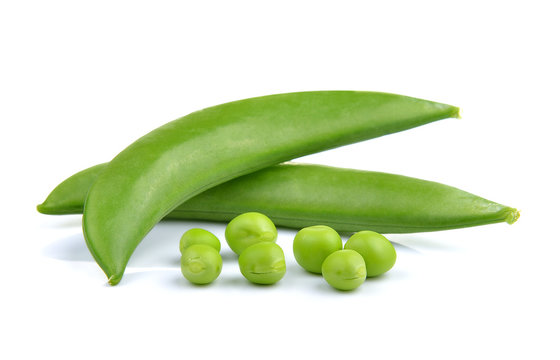 Fresh peas isolated on a white background