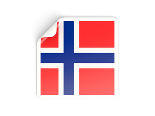Square sticker with flag of norway
