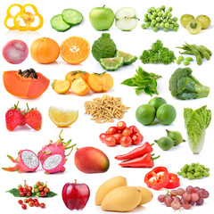 set of fruit and vegetable on white background