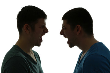 Two handsome young men isolated on white