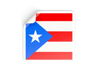 Square sticker with flag of puerto rico