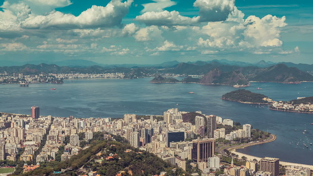 Moving clouds over Rio de Janeiro panning Time Lapse, Brazil