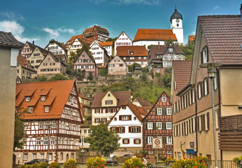Fachwerkhäuser in Altensteig im Schwarzwald