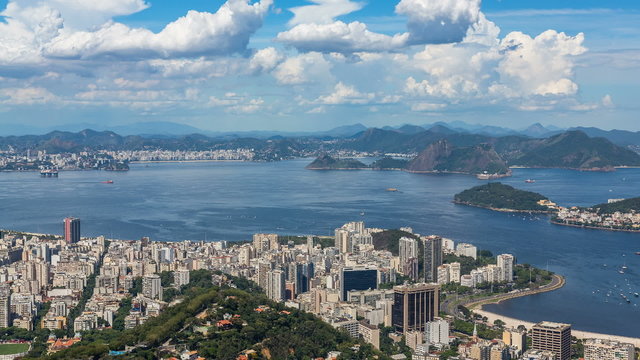 Moving clouds over Rio de Janeiro panning Time Lapse, Brazil