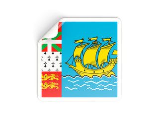 Square sticker with flag of saint pierre and miquelon