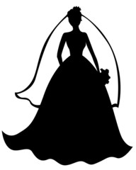 Silhouette of beautiful bride