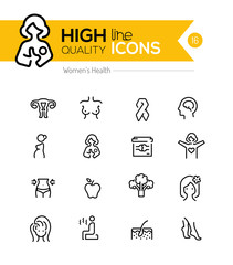 Pregnancy and women health line icons series