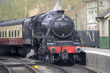 Vintage steam train in north yorkshire