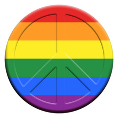 LGBT colors on button shape with Peach symbol embedded