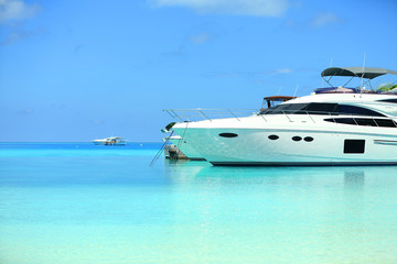 Fototapeta na wymiar Yacht parked at jetty in Baros Maldives