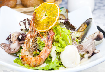 salad with vegetables and seafood
