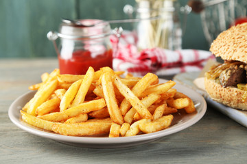 Tasty sandwiches and french fries