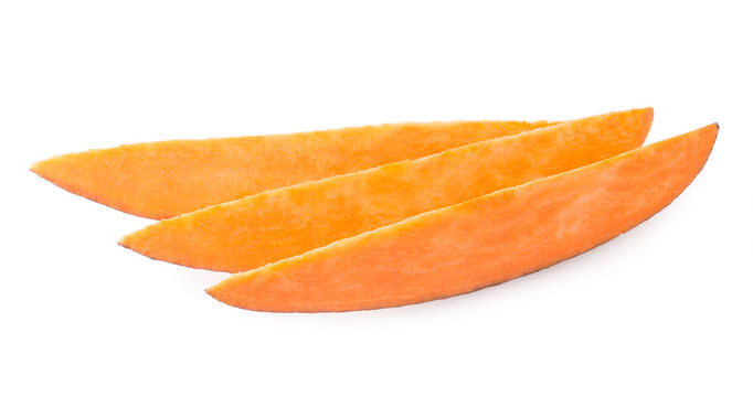 sweet potato slices isolated on white background