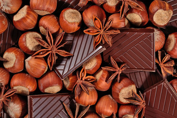 Chocolate, star anise and hazelnuts