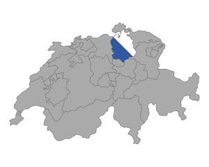 Karte der Schweiz mit Fahne von Zürich