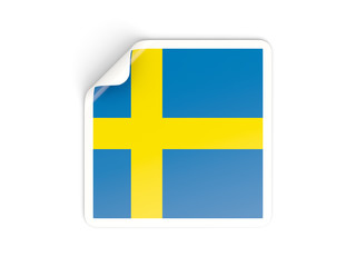 Square sticker with flag of sweden