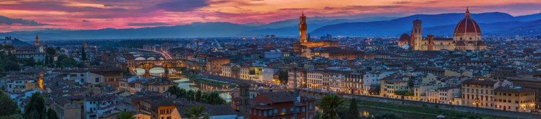 Schilderijen op glas Florence city at sunset © Gorilla