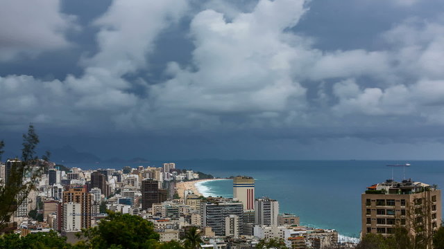 Rio de Janeiro skyline Time Lapse with clouds dynamic, Brazil