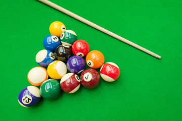 Close-up billiard balls