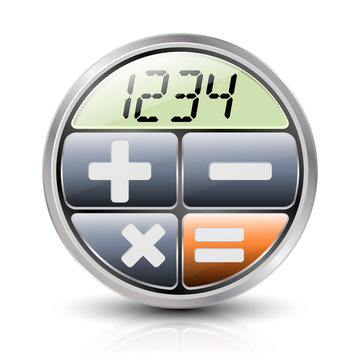 Calculator icon with reflection and shadow on a white background