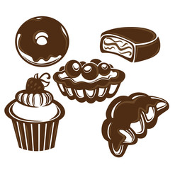 Vector collection of cakes and bakery images, symbols and emblem