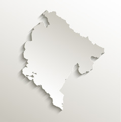 Montenegro map card paper 3D natural vector