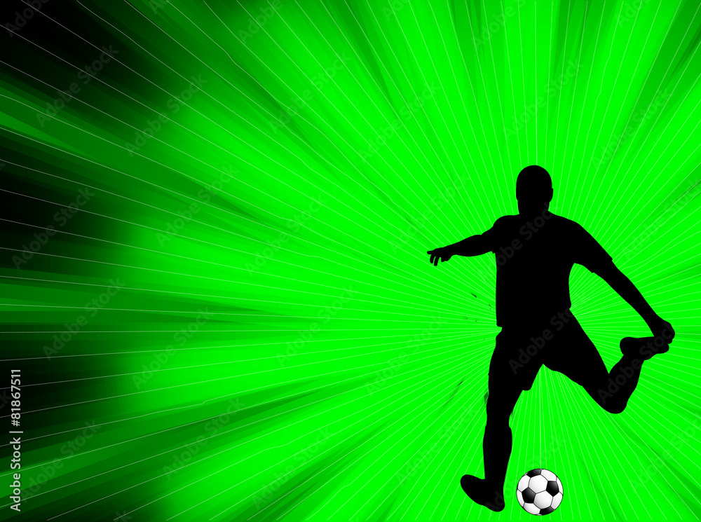 Poster soccer player silhouette on the abstract background - vector