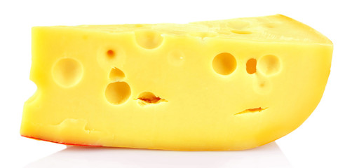 Piece of cheese isolated on white