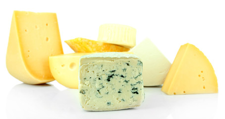 Different sort of cheese isolated on white