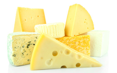 Different sort of cheese isolated on white