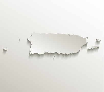 Puerto Rico map card paper 3D natural vector