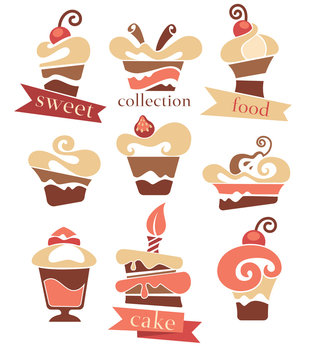 Vector collection of cakes images, symbols and emblems