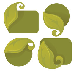 vector collection of green leaf frames and stickers