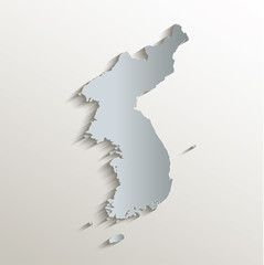 Korea map white blue card paper 3D vector
