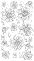 beautiful solid background with contour drawn flowers